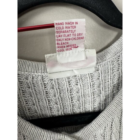 Crystal Kobe XL Gray Cable Knit Cardigan Cozy Cottagecore Prep Fisherman Coastal - Picture 4 of 8